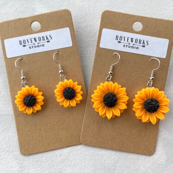 SUNFLOWER Earrings cottagecore earrings flower earrings sunflowers orange daisy dangley earrings gift for her boho jewellery nature earrings