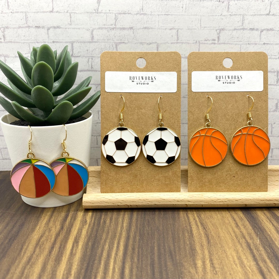 SPORTS EARRINGS Basketball Earrings Dangley Metal Soccer Ball Earrings