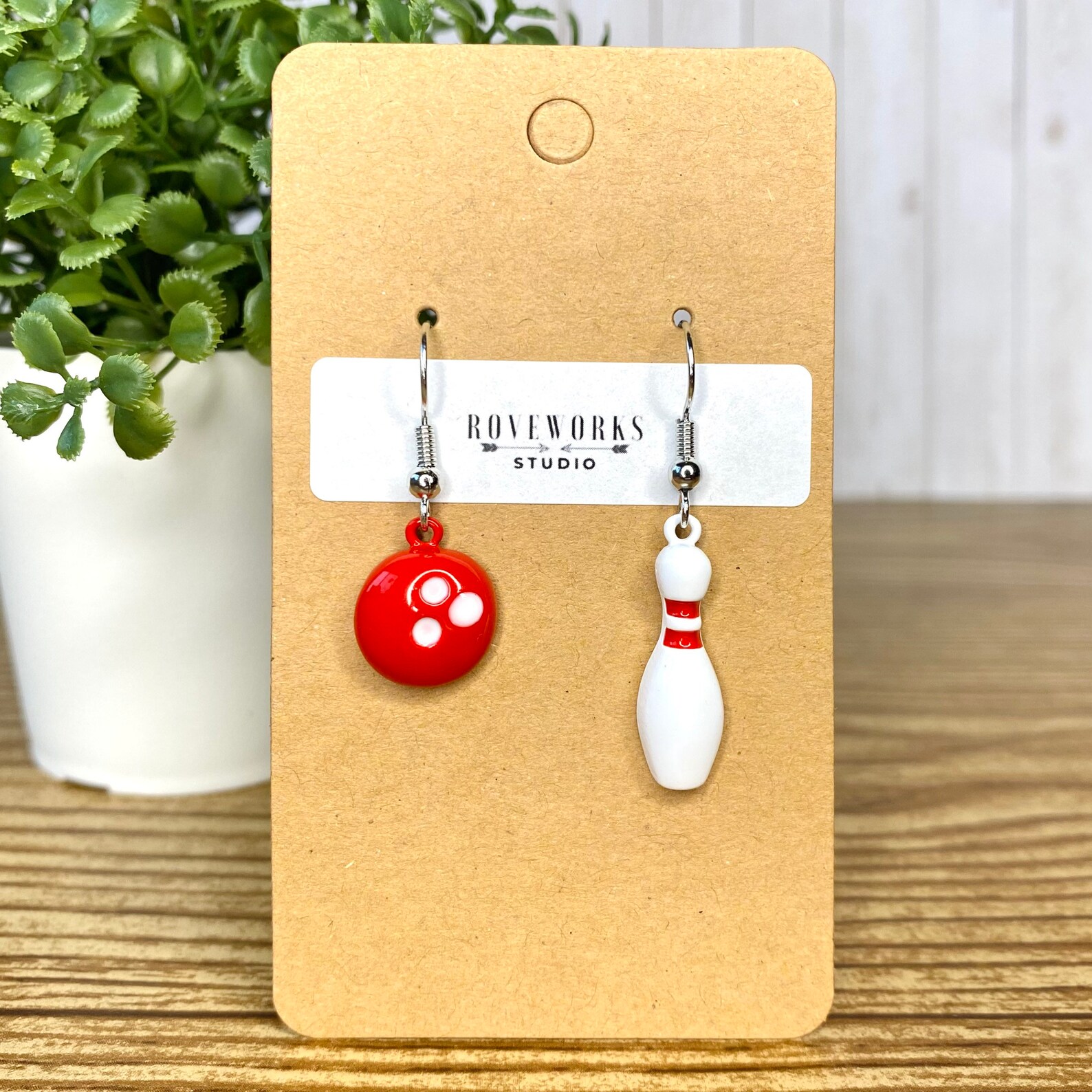 BOWLING EARRINGS mismatched bowling pin and ball dangley Etsy