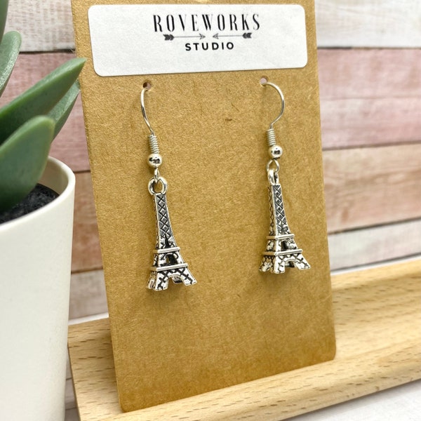 Paris EIFFEL TOWER Earrings - travel earrings adventure earrings Paris earrings Eiffel Tower gifts dangley earrings Paris gift for her