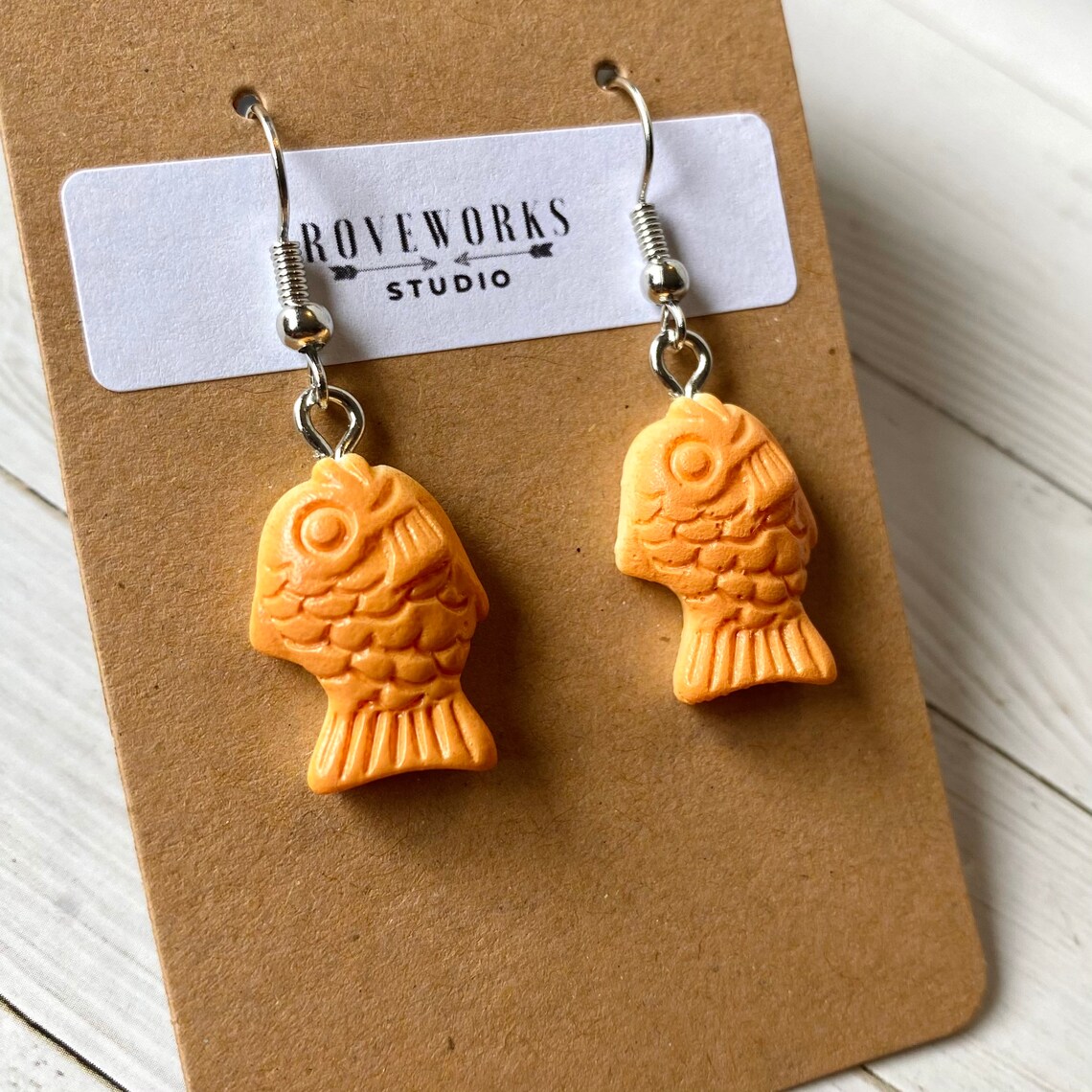 GOLDFISH CRACKERS Earrings Orange Fish Dangle Drop