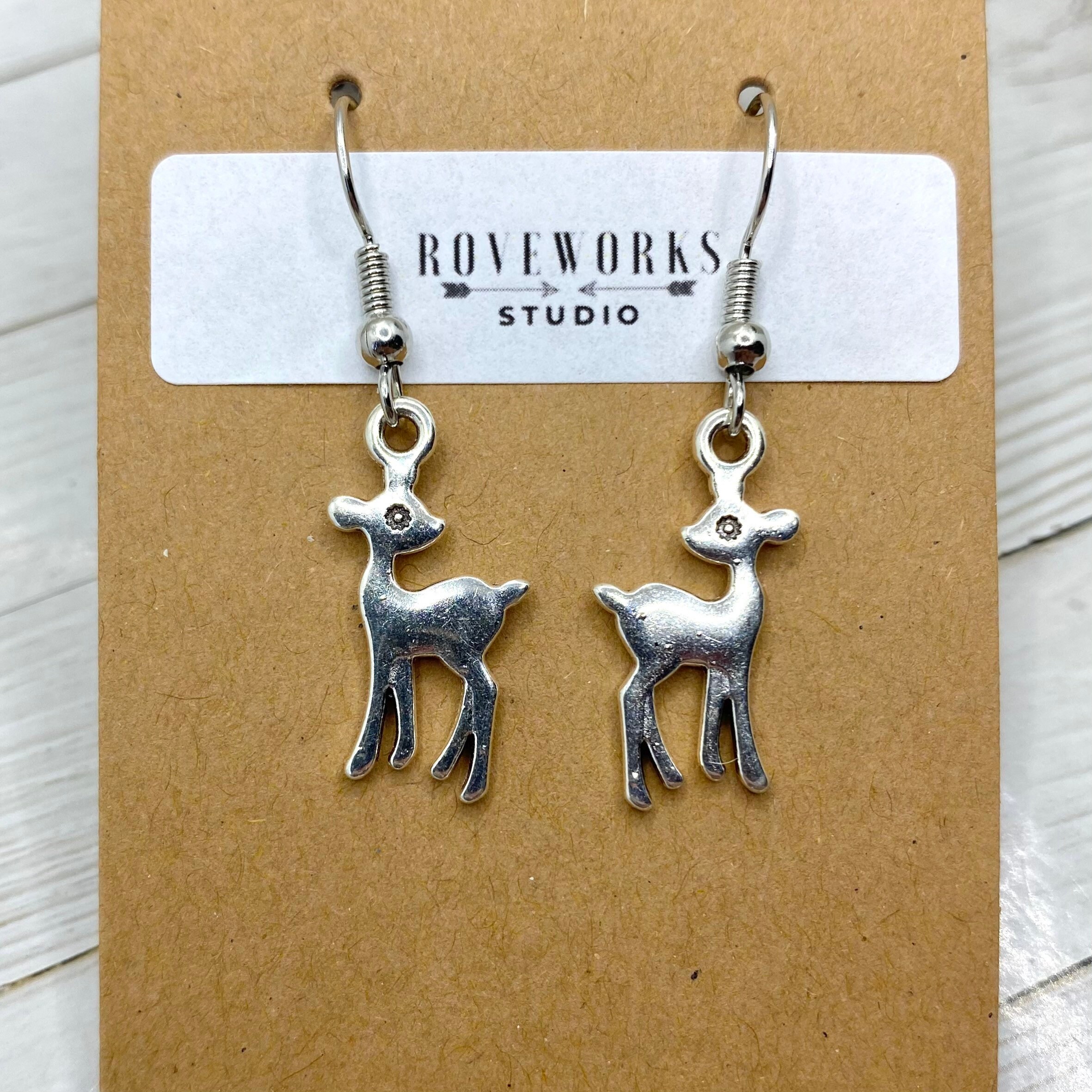 DEER EARRINGS silver colored dangley light weight dangle Etsy