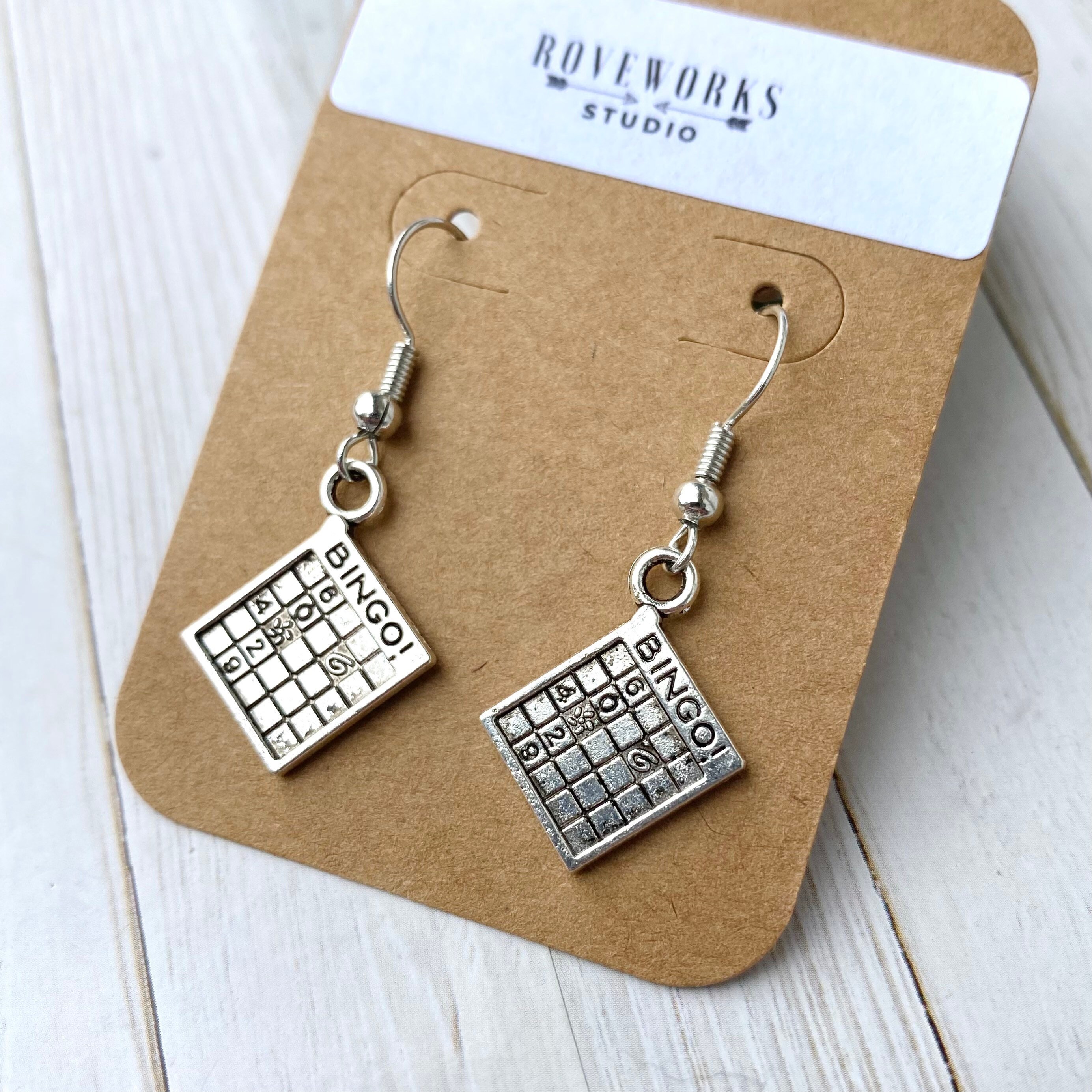 BINGO CARD Earrings dangley lightweight silver coloured Etsy