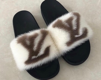 louis vuitton slides fluffy