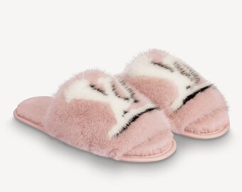 pink lv slippers