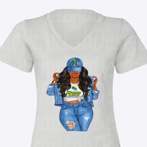 Norfolk State Spartan Women Denim with Cap - Women Fitted V-Neck T-Shirt