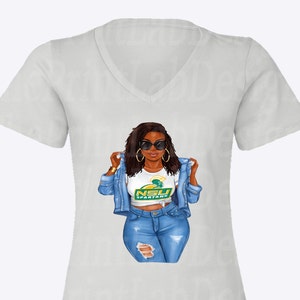 Norfolk State Spartans Denim Women Fitted V-Neck T-Shirt