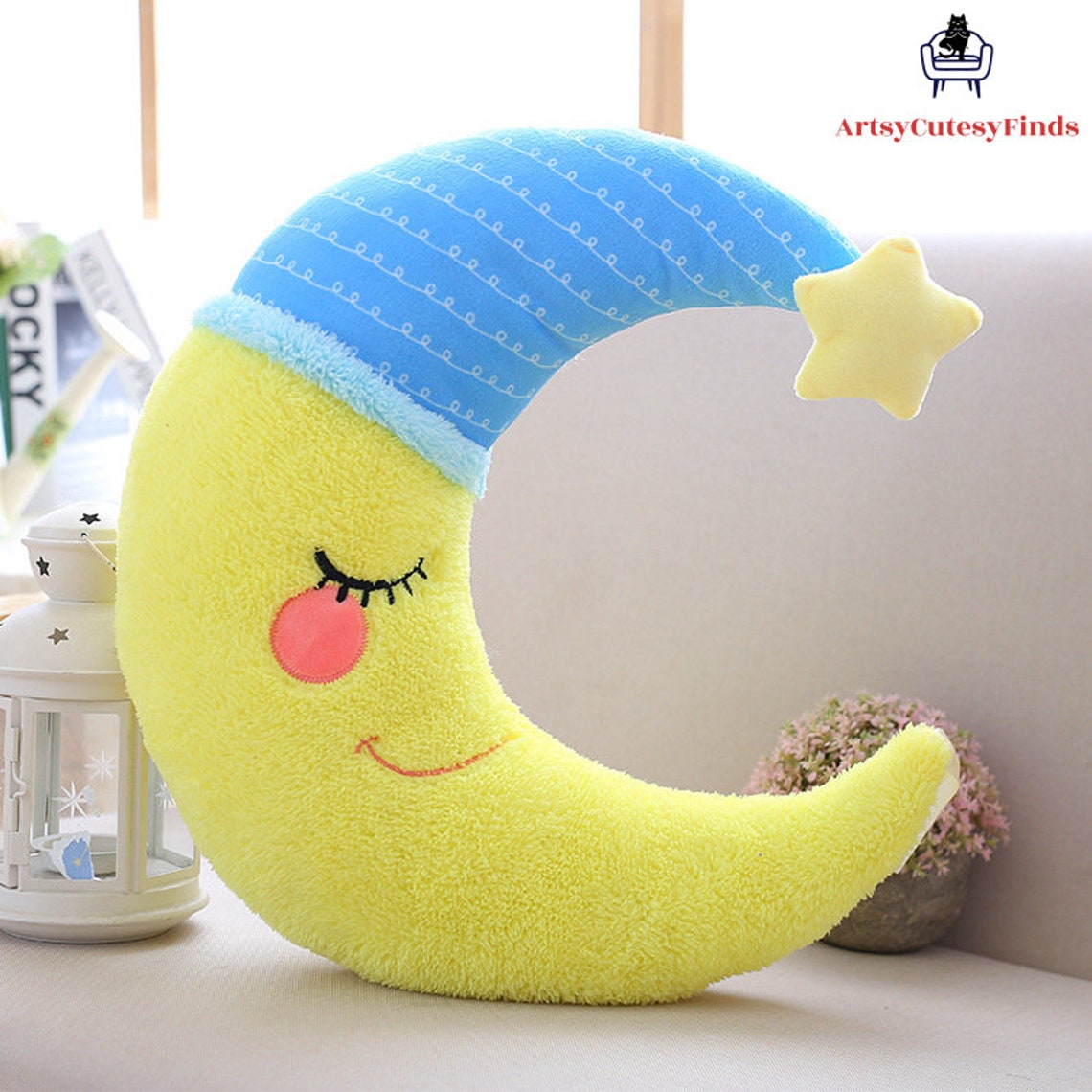 Crescent Moon Plush Stuffed Cushion Star Cloud Rain Plush Toy Etsy