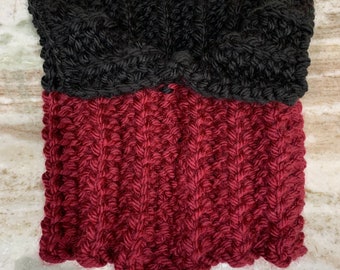 Beautiful hand knit cowl neck scarf made in the USA