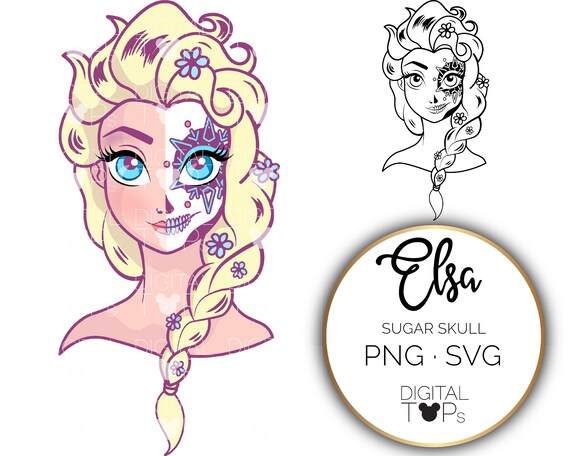 Download Svg Png Sugar Skull Princess Elsa From Frozen Blonde Etsy