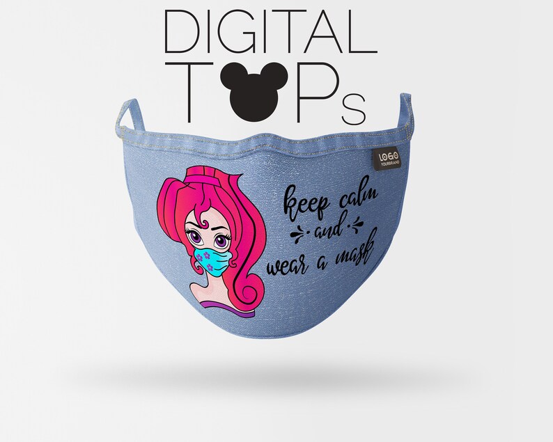 H\u00e9rcules Disney Princess Face mask template Hand illustrated by DigitalTOPs. Megara wearing mask Covid Quotes 4 SVG 4 PNG