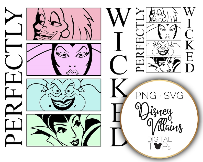 Disney Villains SVG PNG . Perfectly Wicked // DigitalTOPs // | Etsy