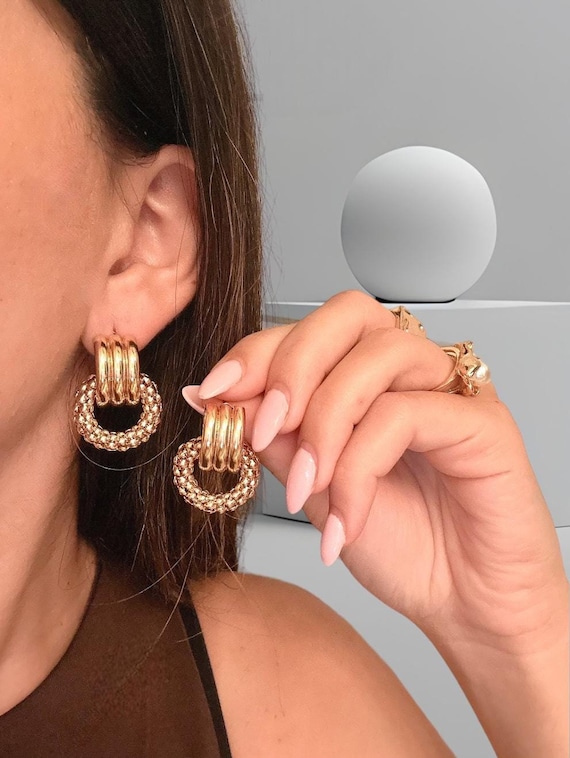 Best Seller Trendy Gold Hollow Out Earrings Luxury Designer Earrings Lightweight Gold Daily Statement Earrings unique Modern Gold Earrings Etsy Israel