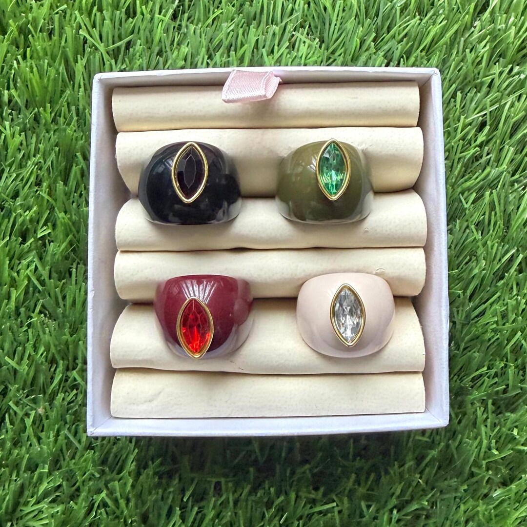 Colorful Chunky Rings Set: Retro Y2K Funky Resin, 4 Pieces - Etsy