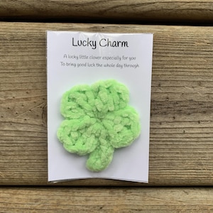 Plush Lucky Charm, Crochet 4 Leaf Clover, Good Luck Charm, Pocket Lucky Charm, 4 Leaf Clover, St. Patrick’s Day Gift, Good Luck