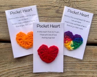 Corazón de bolsillo, corazón de bolsillo de crochet, amigo de bolsillo