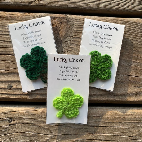 Lucky Charm, Crochet 4 Leaf Clover, Good Luck Charm, Pocket Lucky Charm, 4 Leaf Clover, St. Patrick’s Day Gift, Good Luck