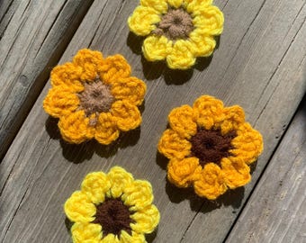 Patrón de mini girasol de crochet, girasol, patrón de girasol, girasol de crochet