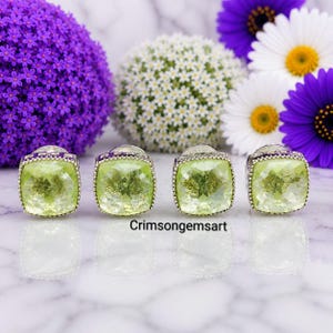 Grün Amethyst Smoking Ohrstecker-Set, Edelstein-Hemd-Ohrstecker, Herrenhochzeits-Accessoires, formelle Kleidung Ohrstecker Knöpfe, Luxus-Bräutigam-Geschenk, Abschlussball-Schmuck