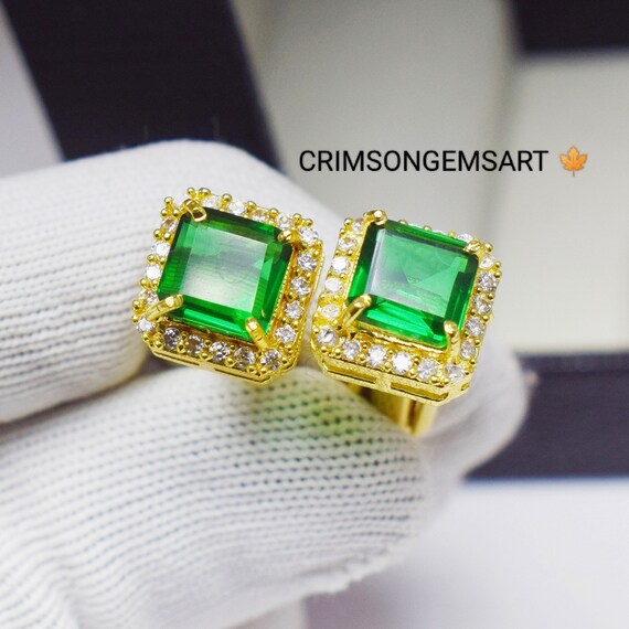 Emerald Cufflinks Green Cufflinks Best Man Cufflinks Lab Emerald 18k Gold Plated Green Suit Gift Cufflinks Father of the Bride Cufflink Etsy Canada