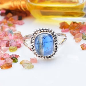 92.5 Sterling Silver Ring, Kyanite Designer Ring, Wedding Ring, Handmade Ring for Her, Promise Ring