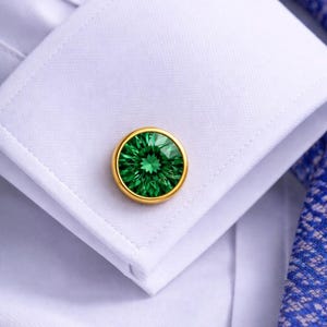 Smaragdgrön manschettknapp för män, bröllopspresent till brudgummen, manschettknappar, formella skjortaccessoarer, jubileumspresent