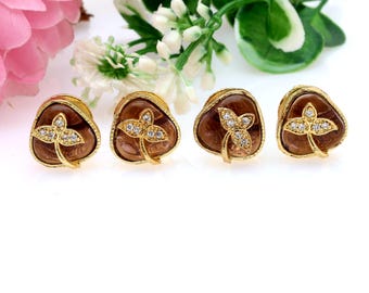 Gold Plated Amethyst Tuxedo Studs: Vintage Style Groom Accessories