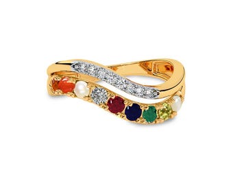 Astrologischer Edelstein-Ring, Smaragd, Rubin, Peridot, Sterling Silber