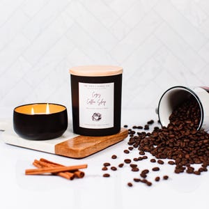 Cozy Coffee Shop Candle | Strong Coffee Scented Candle | Matte Black Luxury Candle With A Strong Fragrance | Gifts For Coffee Lovers