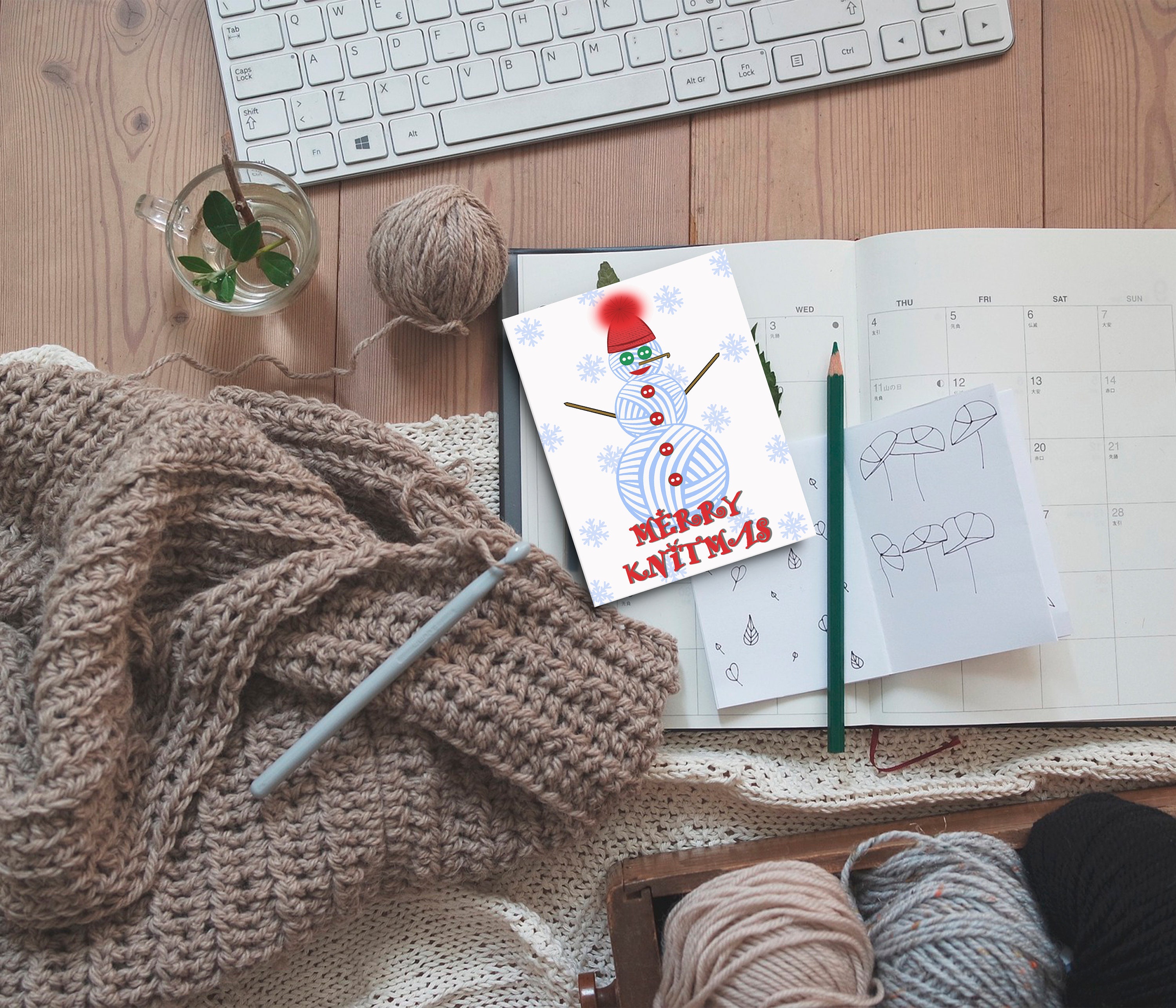 DIGITAL CHRISTMAS CARD for Knitters Instant Download Etsy