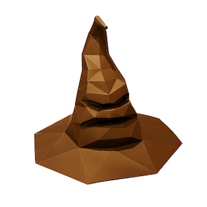 Halloween Sorting Hat Papercraft DIY Template, Papercraft for Kids, Witch Wizard Hat, 3D Paper Hat, Cosplay Costume,Origami, Low Poly