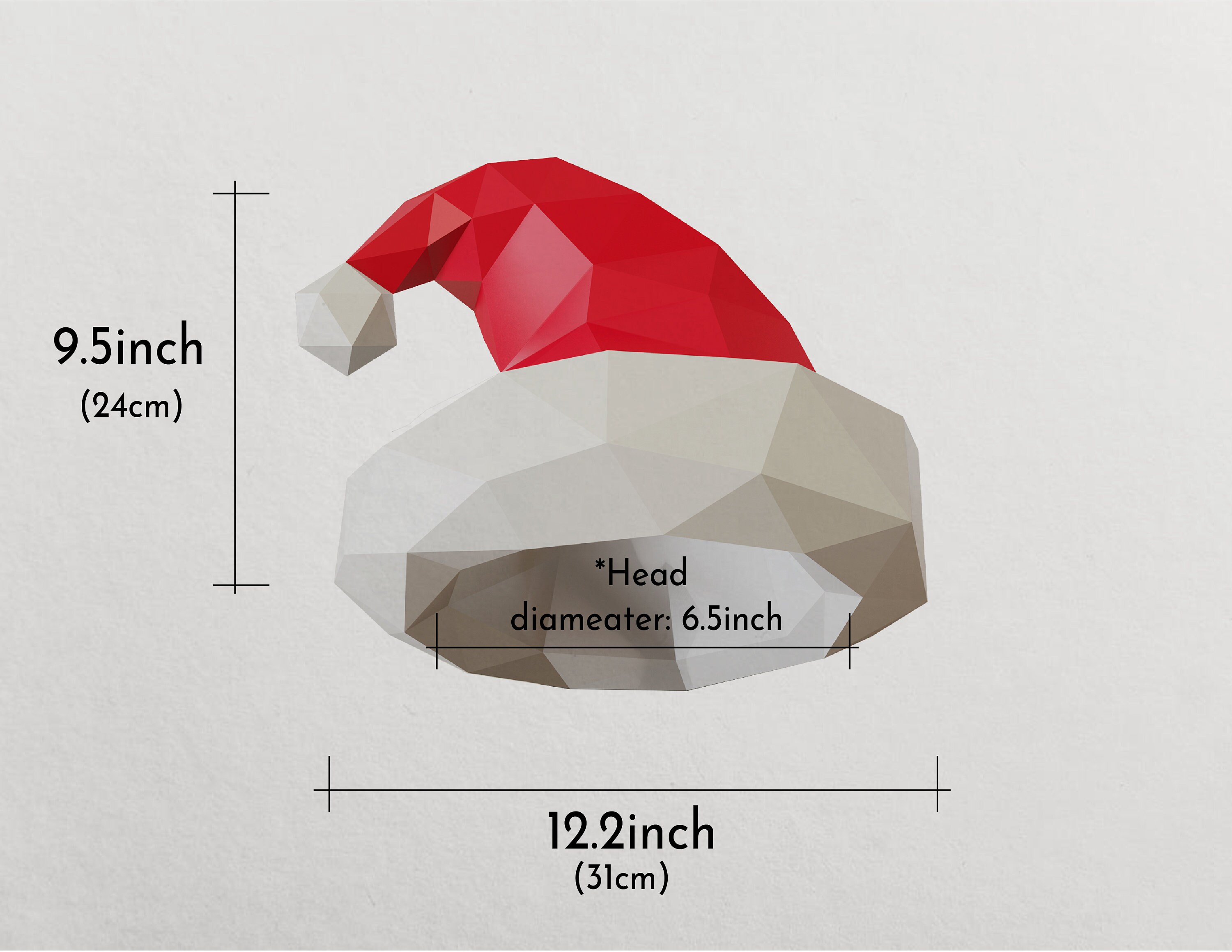 Christmas Santa's Hat, Paper DIY Kit, Papercraft Template, Holiday ...