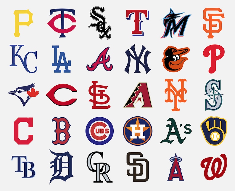 Major League Baseball all 30 teams MLB Logo Vector Bundle AI Etsy