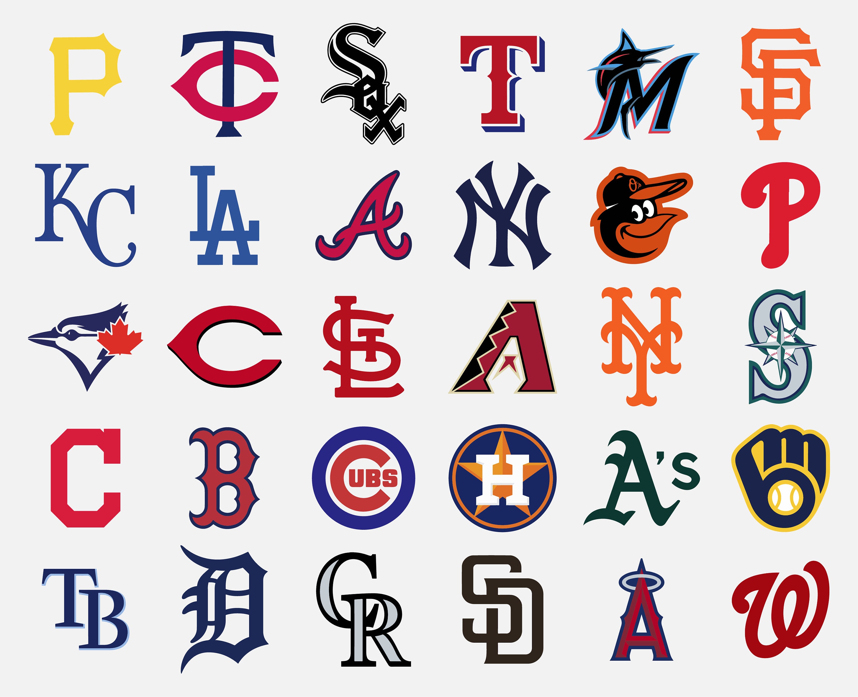 Major League Baseball all 30 teams MLB Logo Vector Bundle AI Etsy