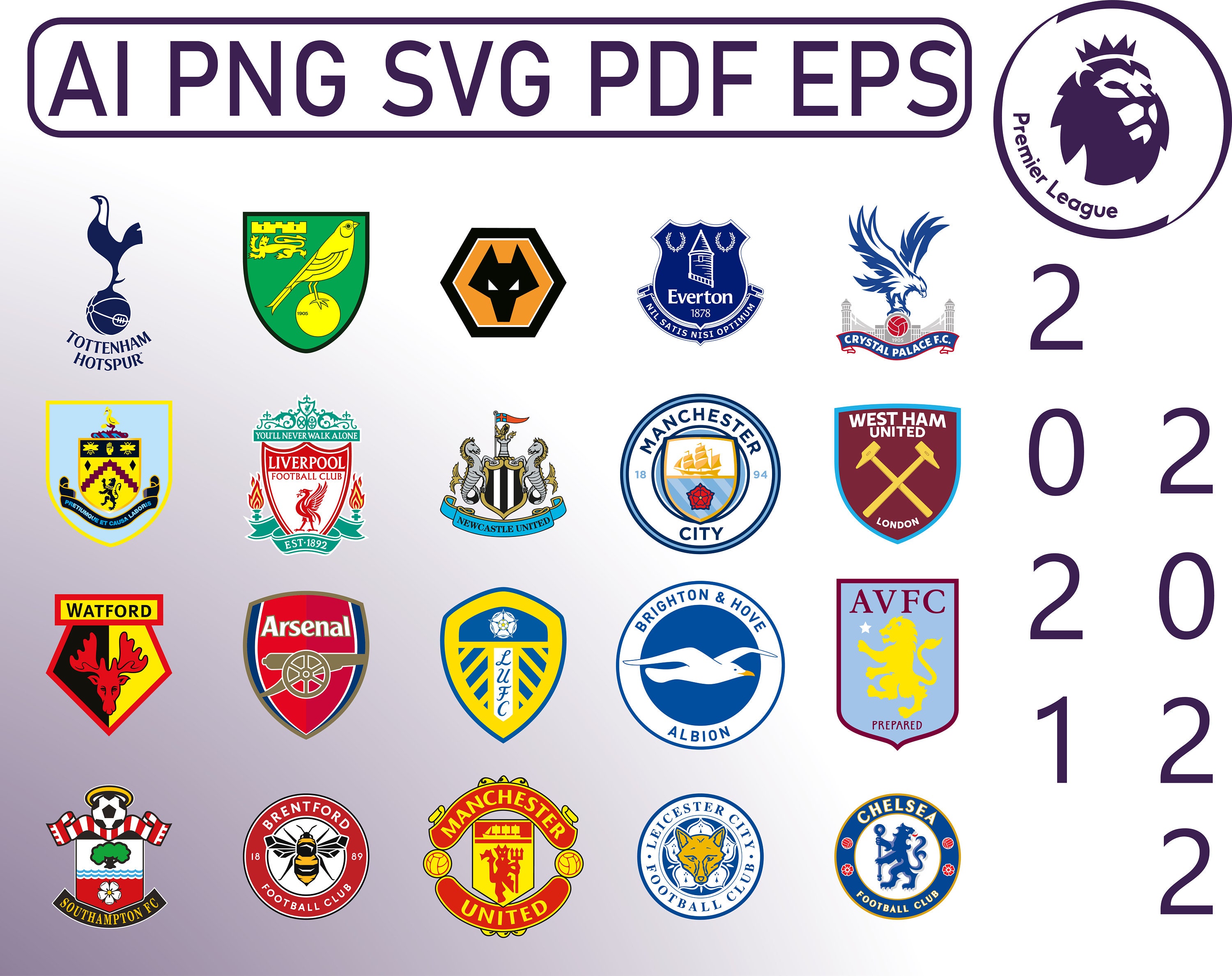 Premier League football English footbal teams bundle | Etsy