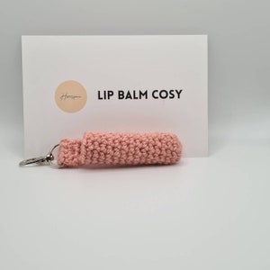 Crochet Lip Balm Cosy Cozy Keyring Holder Pink