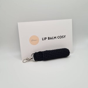 Crochet Lip Balm Cosy Cozy Keyring Holder Black