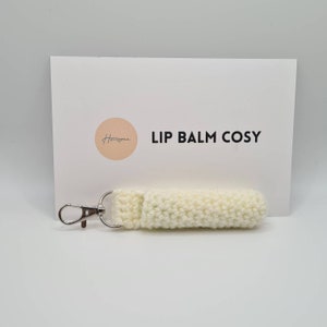 Crochet Lip Balm Cosy Cozy Keyring Holder Cream