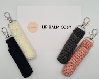 Crochet Lip Balm Cosy Cozy Keyring Holder