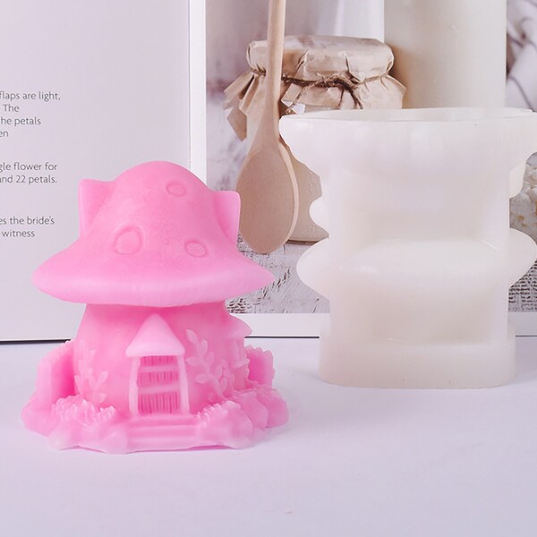 3D Mushroom House Mold,Cake Fondant Mold,Ornament Resin Mold,Candle Making Mold,Plaster Clay Mold,Aromatherapy Mold,Home Decor