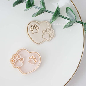 Cute Dog Paw Cookie Cutter, Heart Shaped Cookie Mold, 3D Animal Biscuit Stamp, Cute Cookie Making Mold, Love Heart Puppy Cutter, Baking Tool