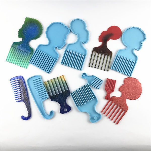 Hair Comb Resin Mold, Bath Comb Silicone Mold,Women Head Comb Epoxy Mold, Afro Woman Comb Casting Molds,Jewelry Making Molds,Comb