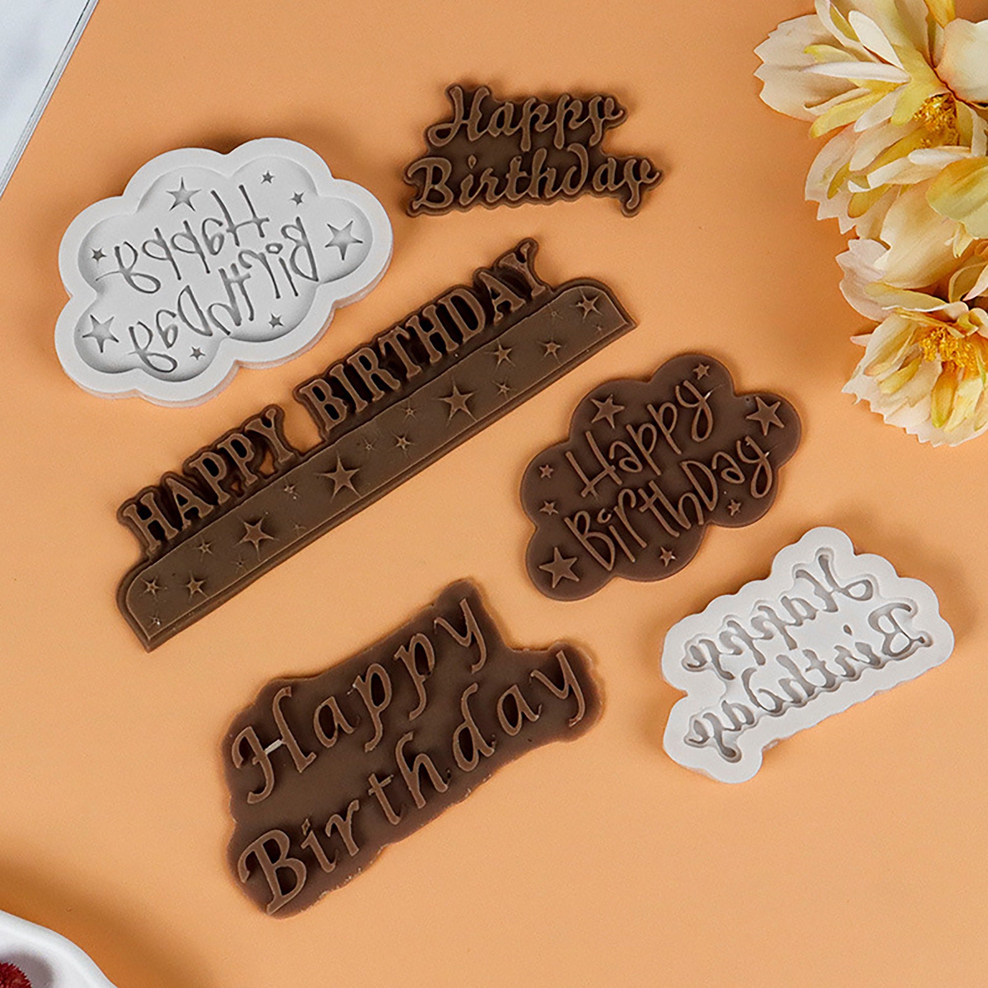 MYPRACS Happy Birthday Silicone Molds Birthday Alphabet Fondant Silicone  Mold Letters Chocolate Molds For Birthday Party Cake Decorating Cupcake