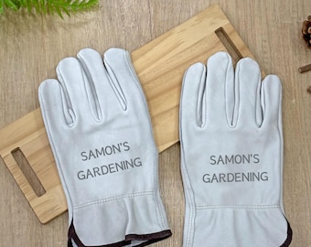 Custom Engraved Leather Gardening Gloves,Gloves with Your Own Logo and Text, ,Personliazed Gardening Gift,Gifts for Green Fingers