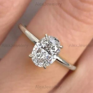 Oval Cut Moissanite Engagement Ring 14K Solid Gold Anniversary Ring Solitaire Diamond Wedding Ring Promise Ring For Woman Gift For Her