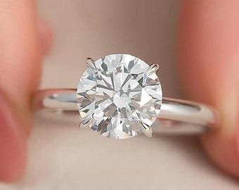 3 CT Round Cut Moissanite Engagement Ring 14K White Gold Wedding Ring Hidden Halo Ring Anniversary Ring For Women Wedding Gift For Her