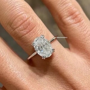 Oval Cut Moissanite Engagement Ring 14k White Gold Ring Anniversary Ring Hidden Halo Ring Wedding Ring Promise Ring Solitaire Ring For Her