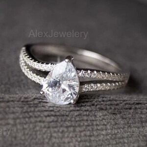 2 CT Pear Cut Engagement Ring 10K/14K White Gold Ring Pear Moissanite Ring Wedding Anniversary Ring Promise Ring Anniversary Gift For Woman