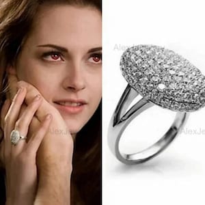 Twilight Bella Celebrity Engagement Ring Full White D Color Round Brilliant Cut Moissanite in 10K/14K/18K Solid Yellow/White/Rose Gold