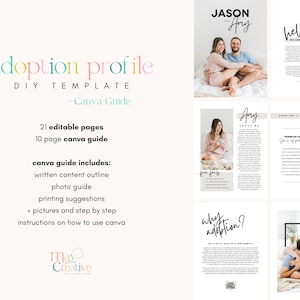 Classic & Clean · Adoption Profile Book Template · Editable Template Canva · Customizable DIY · Personalized Gifts For HAPs
